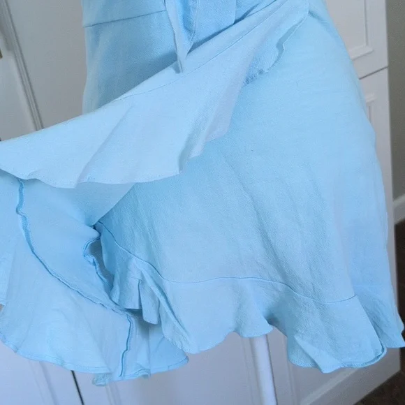 NWT Zaful Light Blue Tie-Front Spaghetti Strap Mini Dress Size 4 - Picture 5 of 9